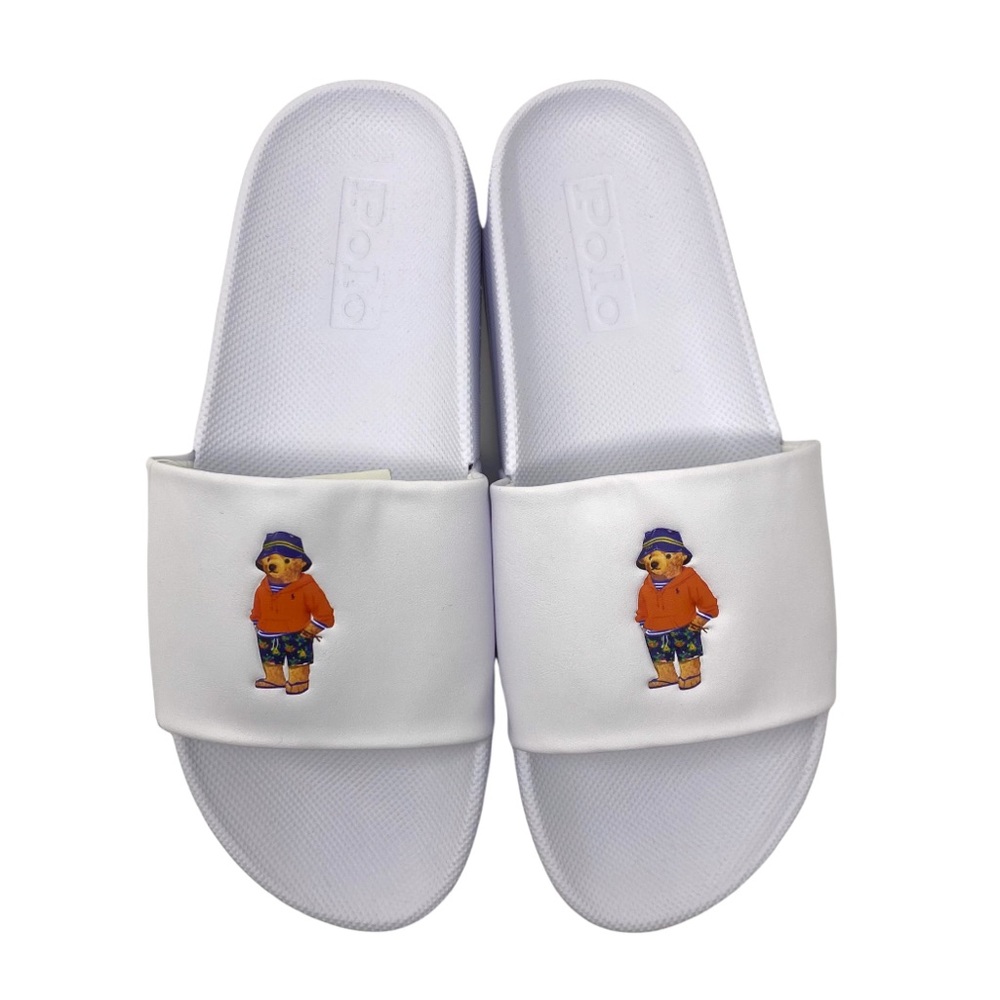 POLO RALPH LAUREN Mens Polo Bear Pool Slide White
